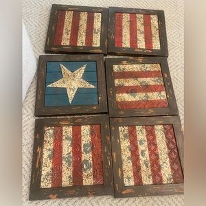 Distressed wall art with pinstripes and stars